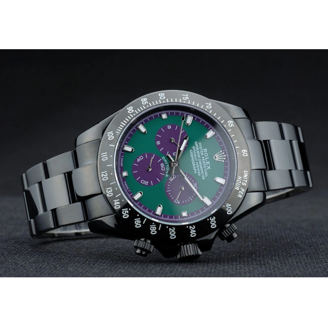 Aaa replica 80246 Rolex Daytona Green Plated Tachymeter Ion Strap Dial Stainless Steel Black Black 0529